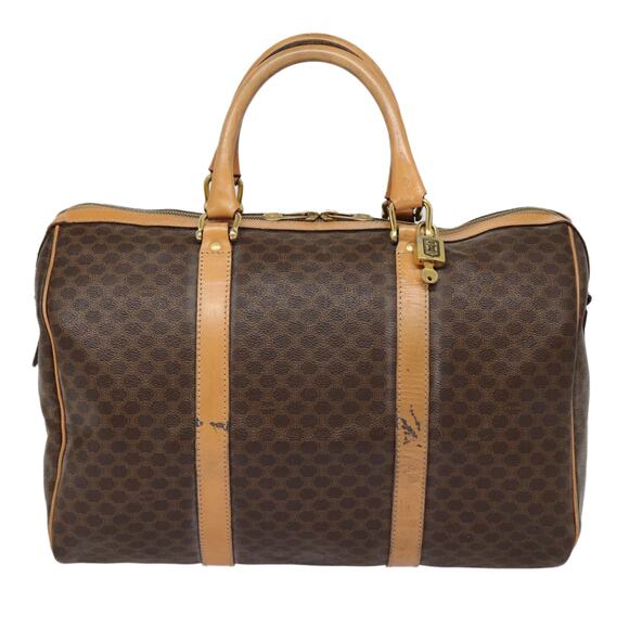 CELINE Macadam Canvas Boston Bag Pvc Leather Brown - Picture 2 of 13